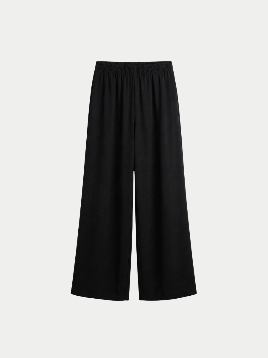 DOUBLE KREP YANLARI DİKİŞSİZ  BOL PANTOLON