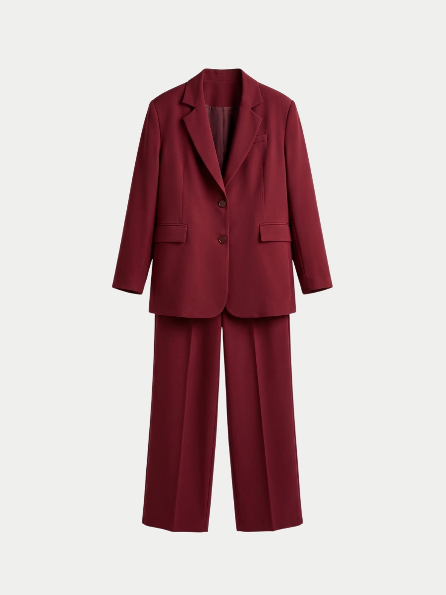 OVERSİZE ASTARLI BLAZER CEKET TAKIM - BORDO