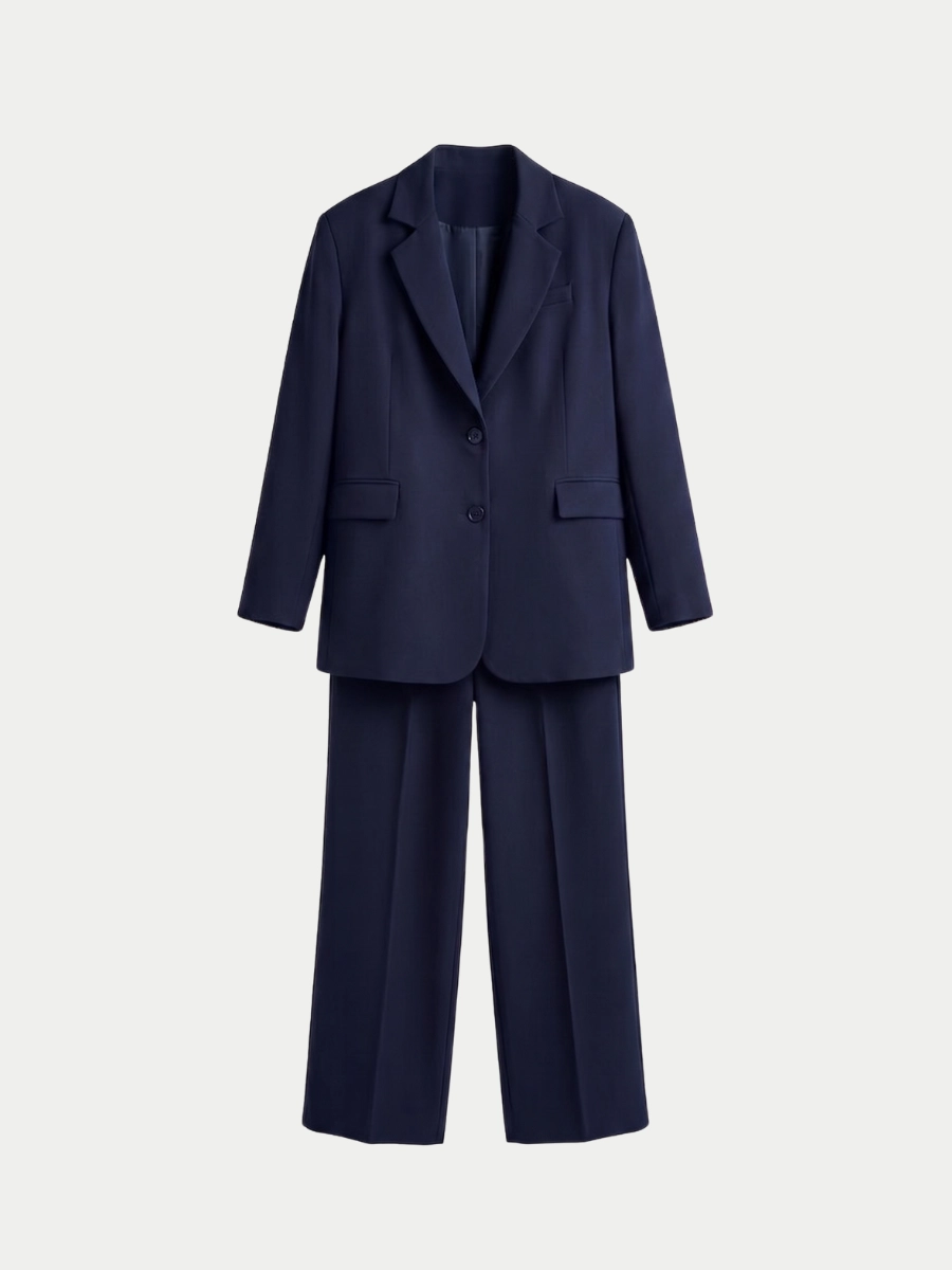 OVERSİZE ASTARLI BLAZER CEKET TAKIM - LACİVERT