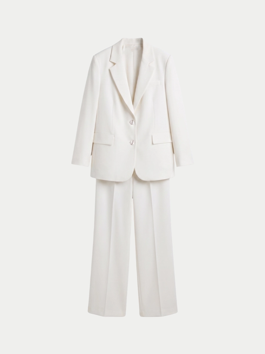 OVERSİZE ASTARLI BLAZER CEKET TAKIM - BEYAZ