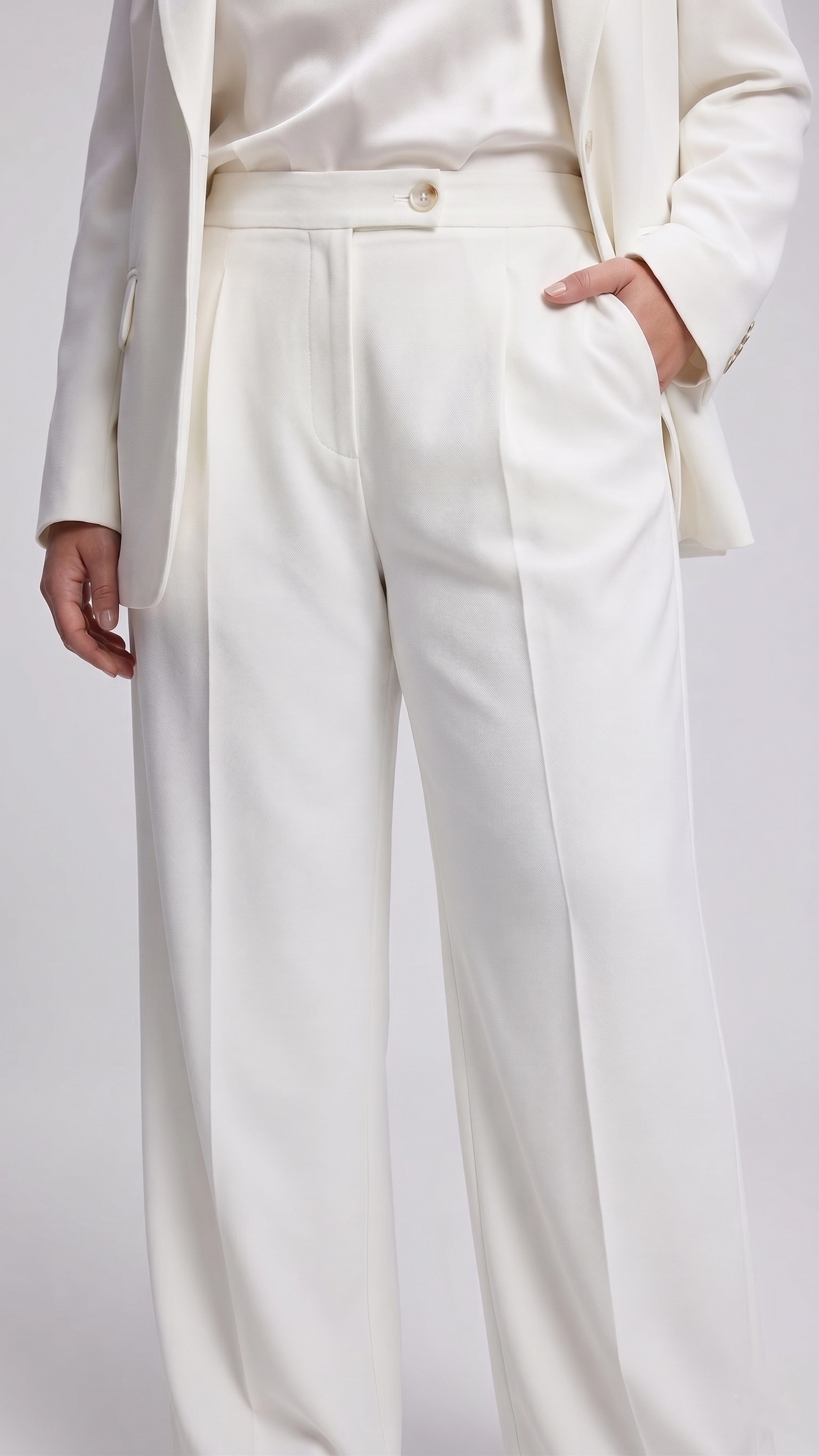 OVERSİZE ASTARLI BLAZER CEKET TAKIM - BEYAZ