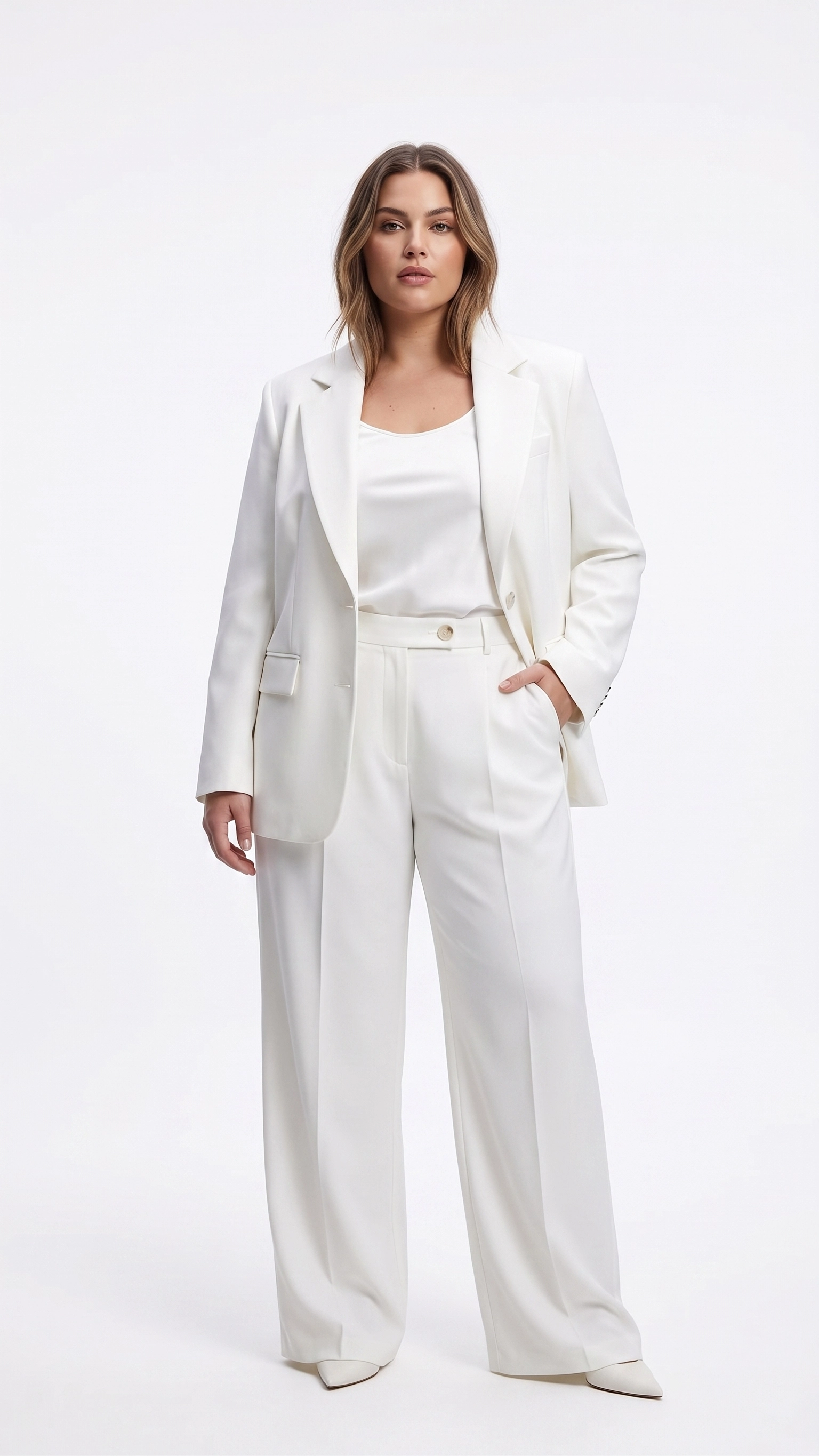 OVERSİZE ASTARLI BLAZER CEKET TAKIM - BEYAZ