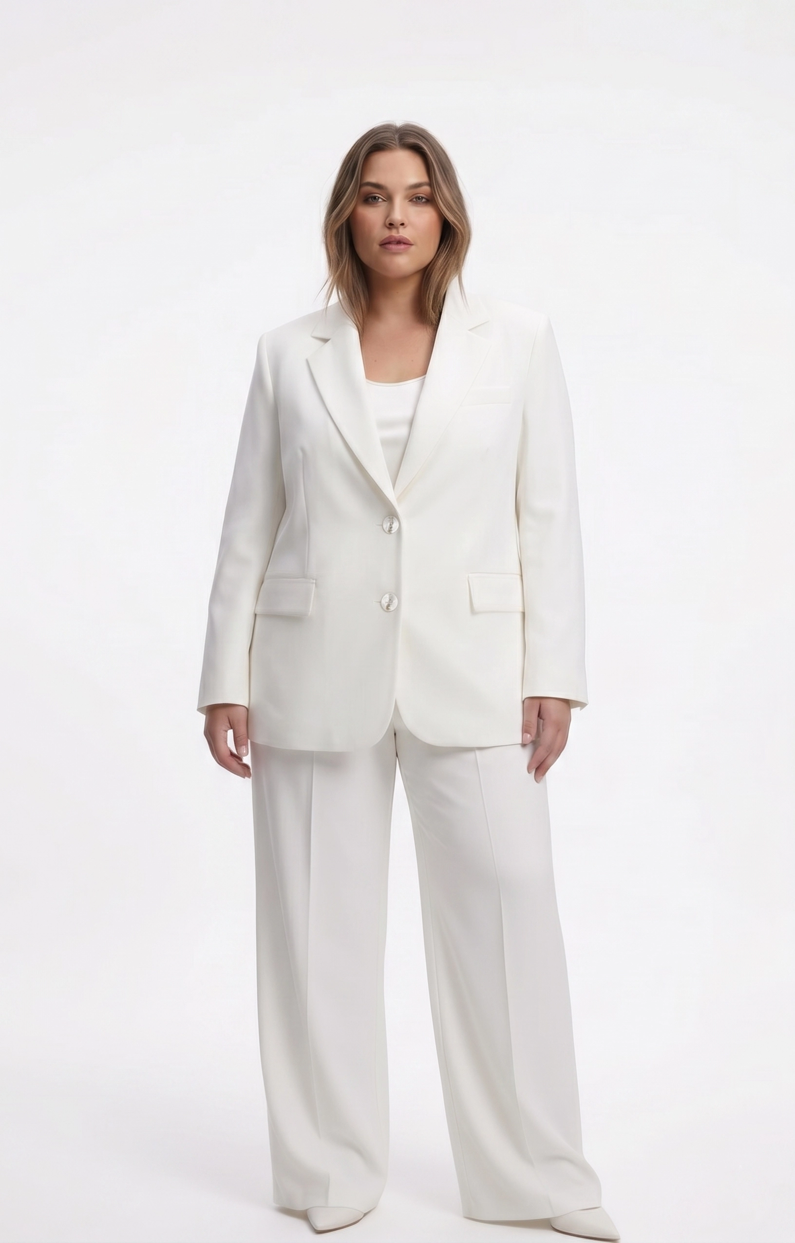 OVERSİZE ASTARLI BLAZER CEKET TAKIM - BEYAZ