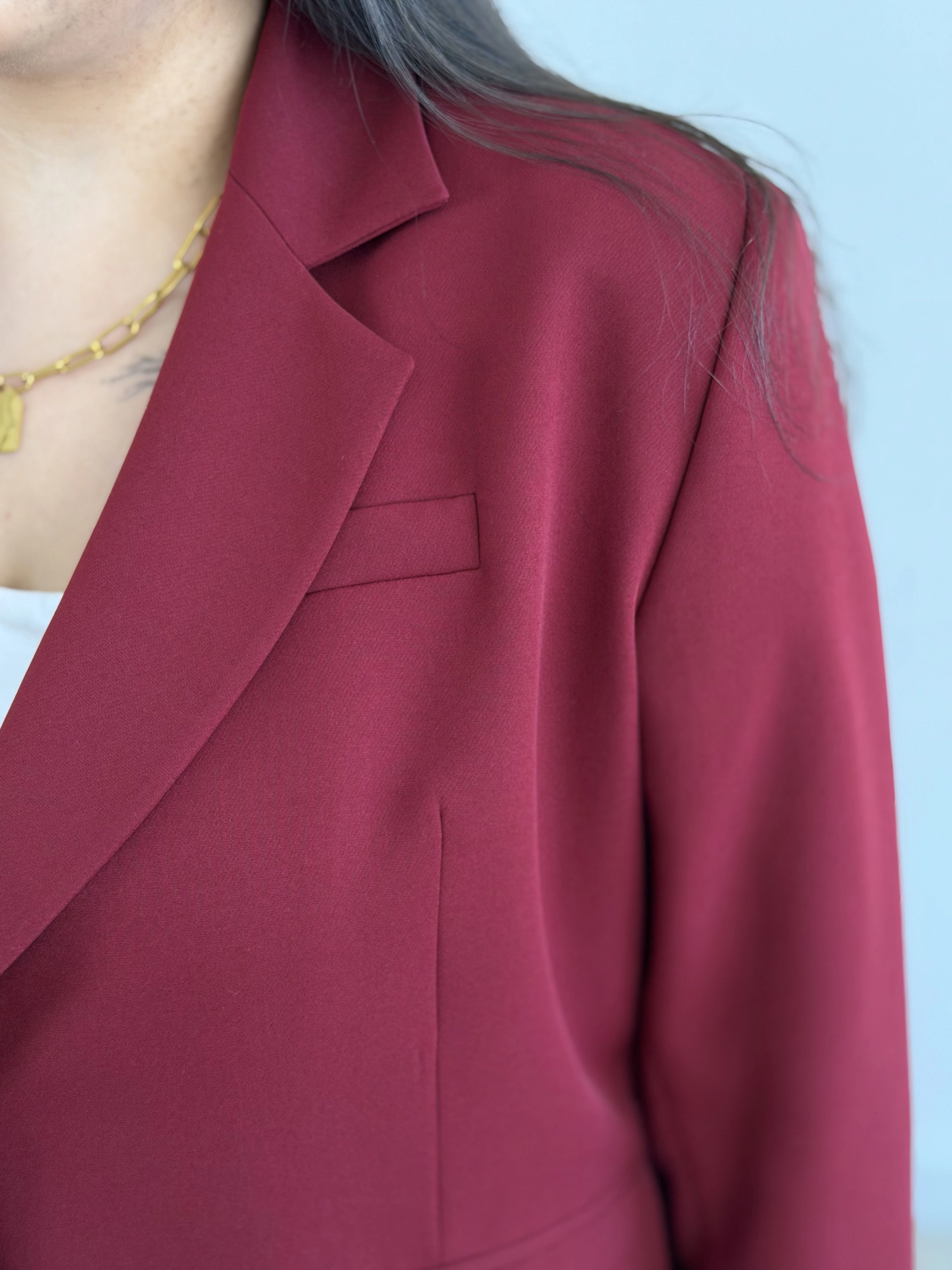 OVERSİZE ASTARLI BLAZER CEKET TAKIM - BORDO