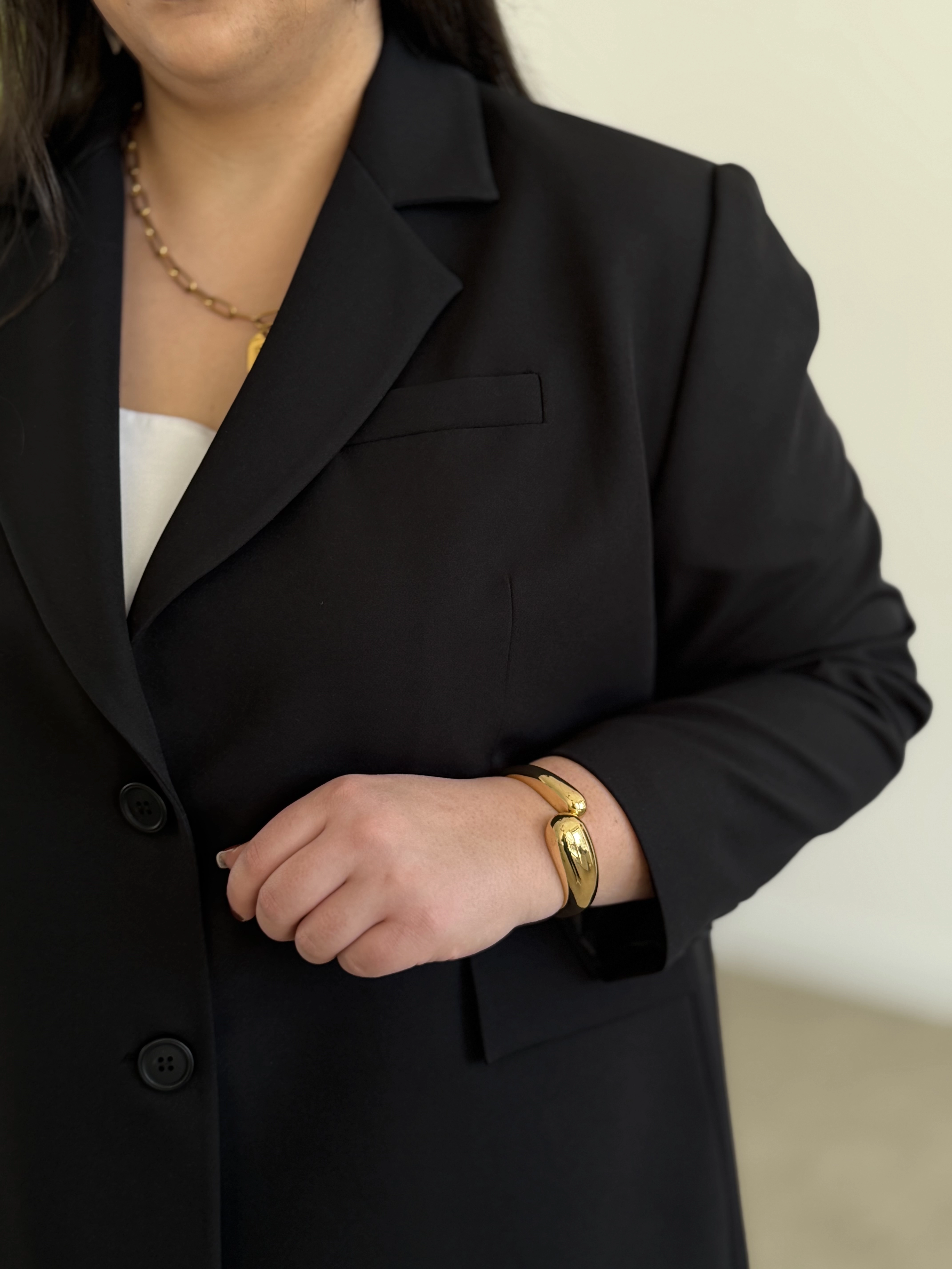OVERSİZE ASTARLI BLAZER CEKET TAKIM - SİYAH