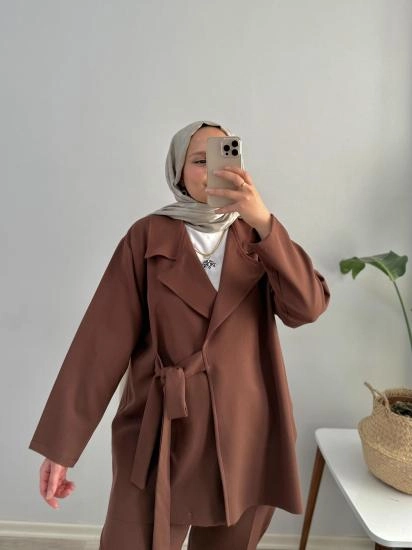 KREP BAĞLAMA DETAYLI CEKET 