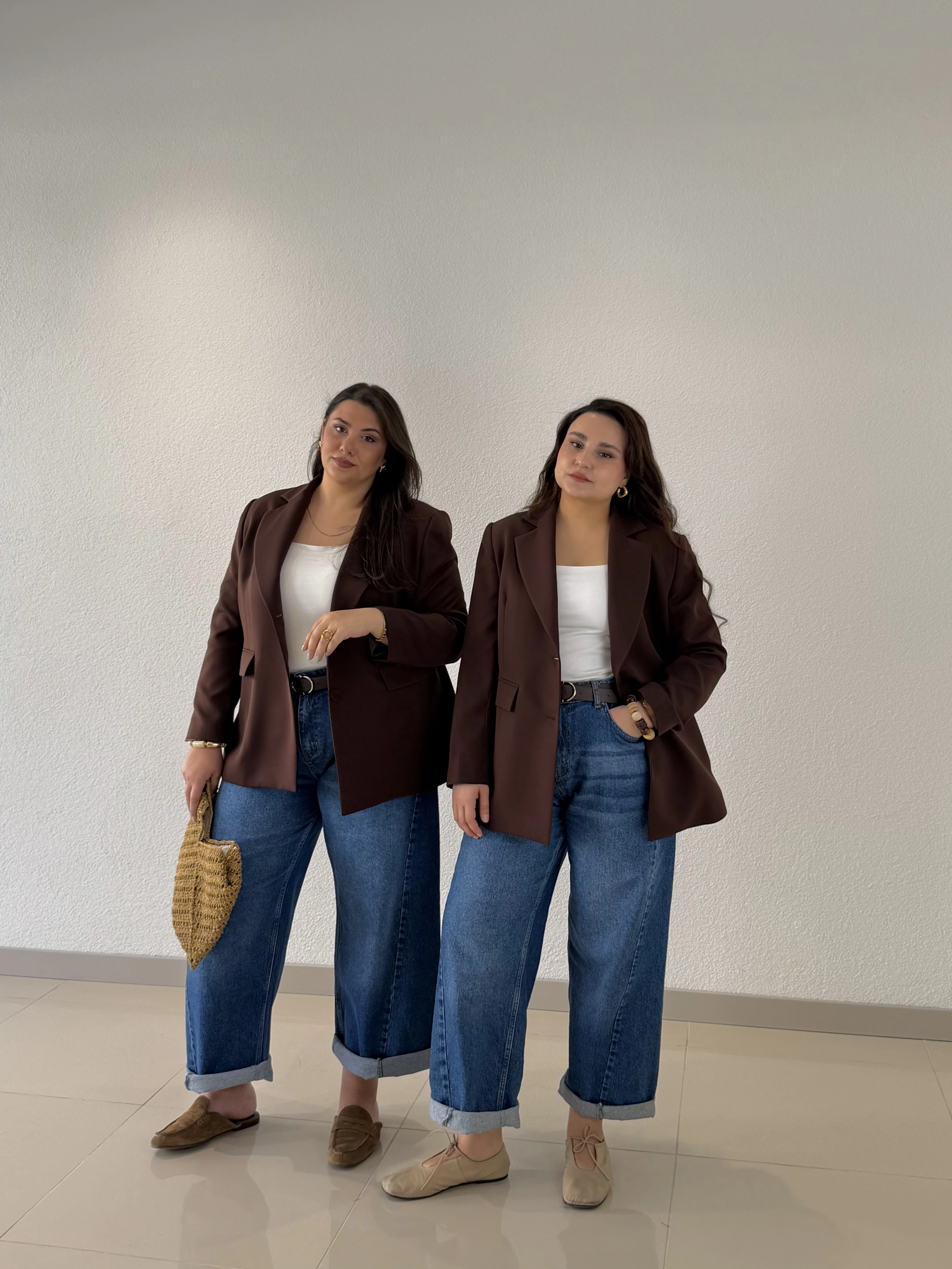 OVERSİZE ASTARLI BLAZER CEKET - ACI KAHVE