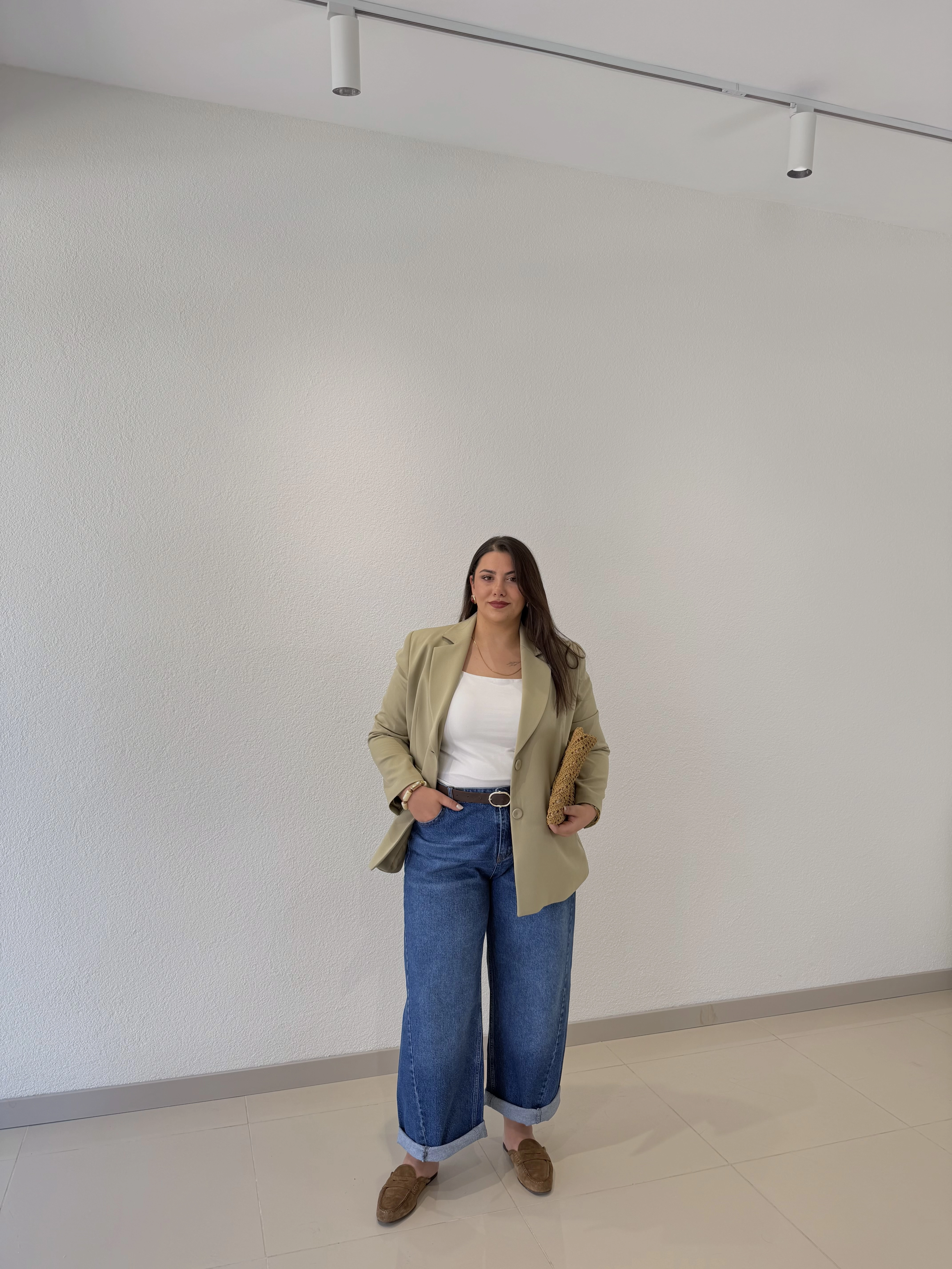 OVERSİZE ASTARLI BLAZER CEKET - AÇIK HAKİ