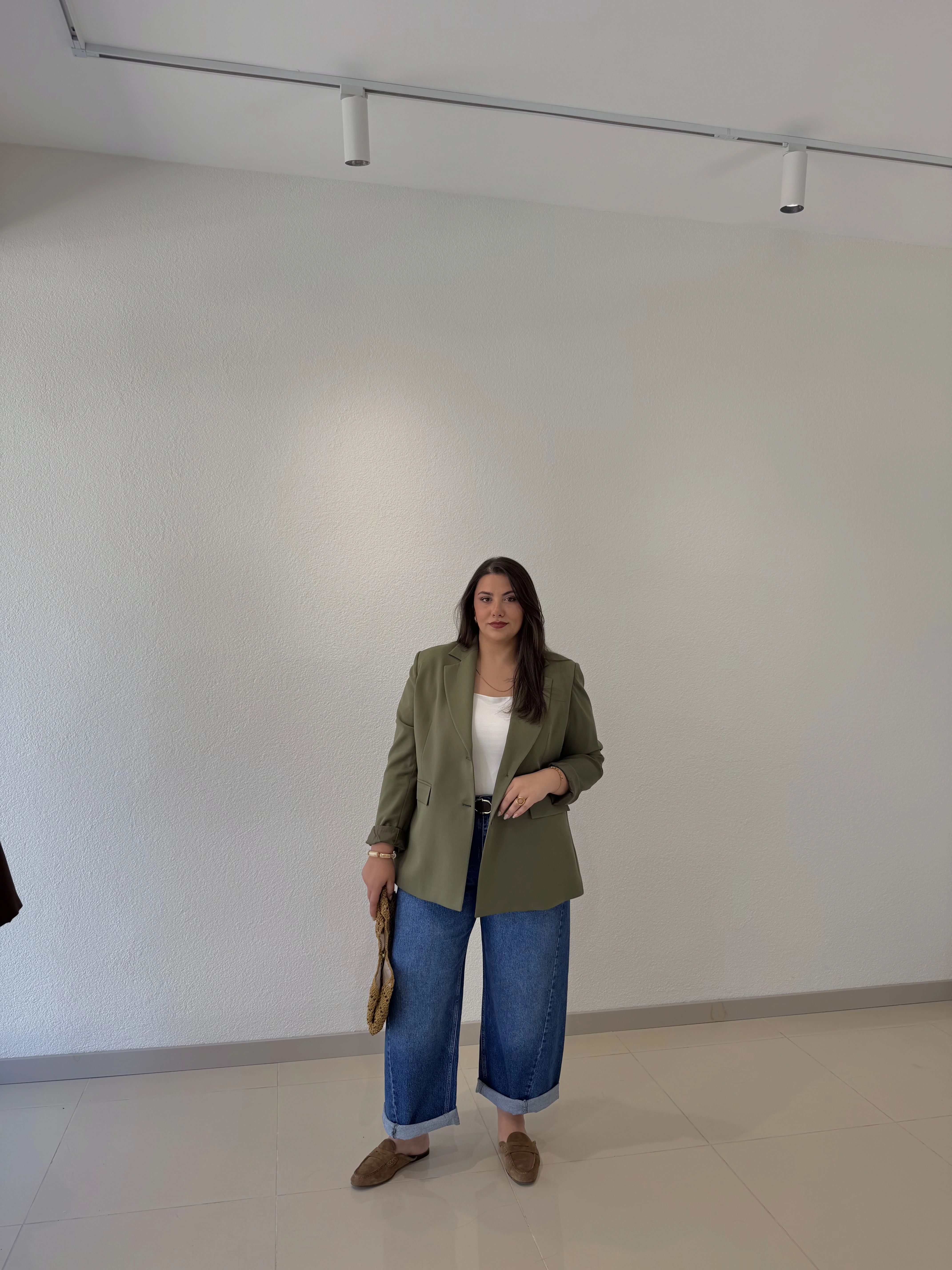 OVERSİZE ASTARLI BLAZER CEKET - HAKİ