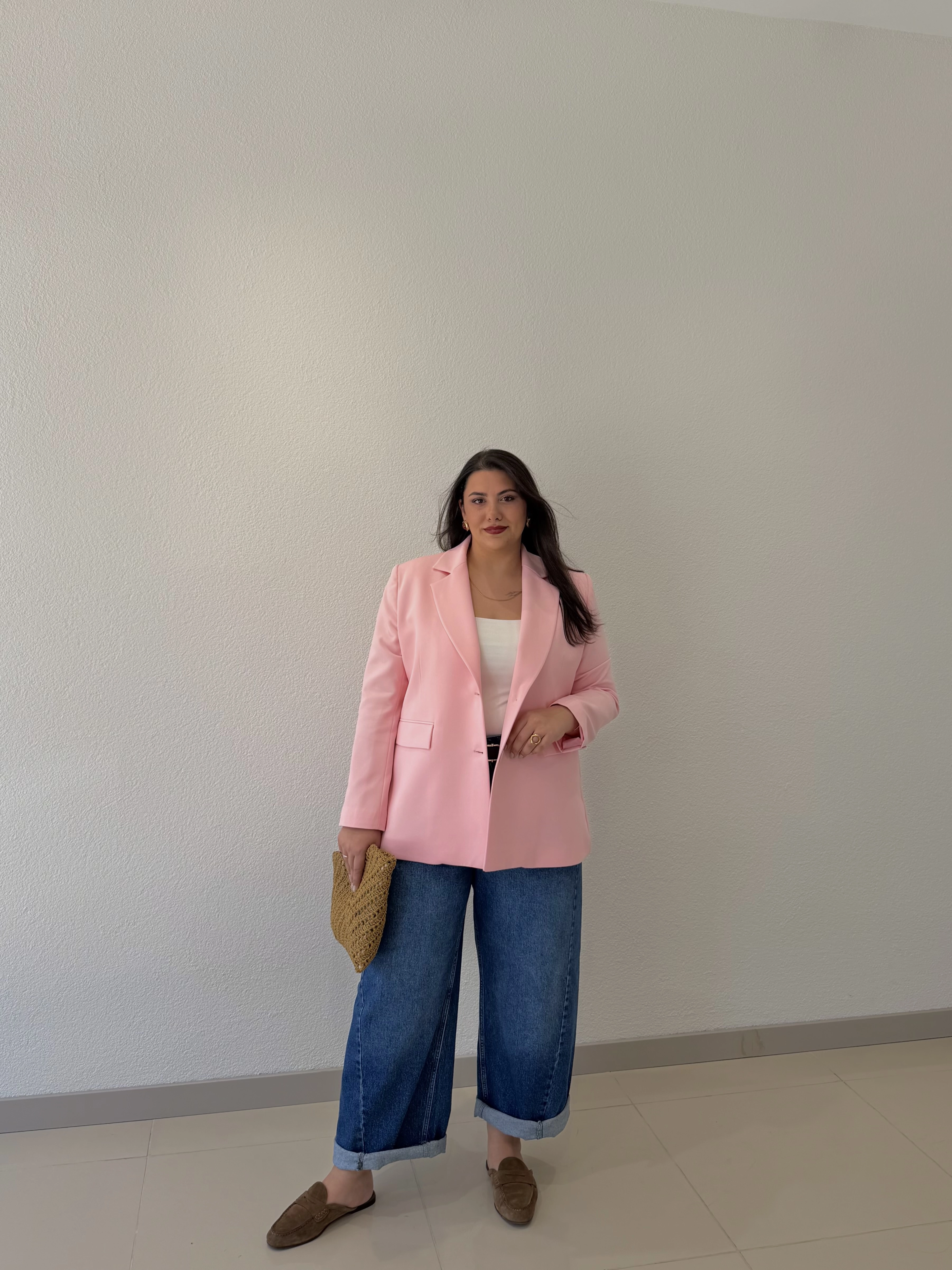 OVERSİZE ASTARLI BLAZER CEKET - PEMBE