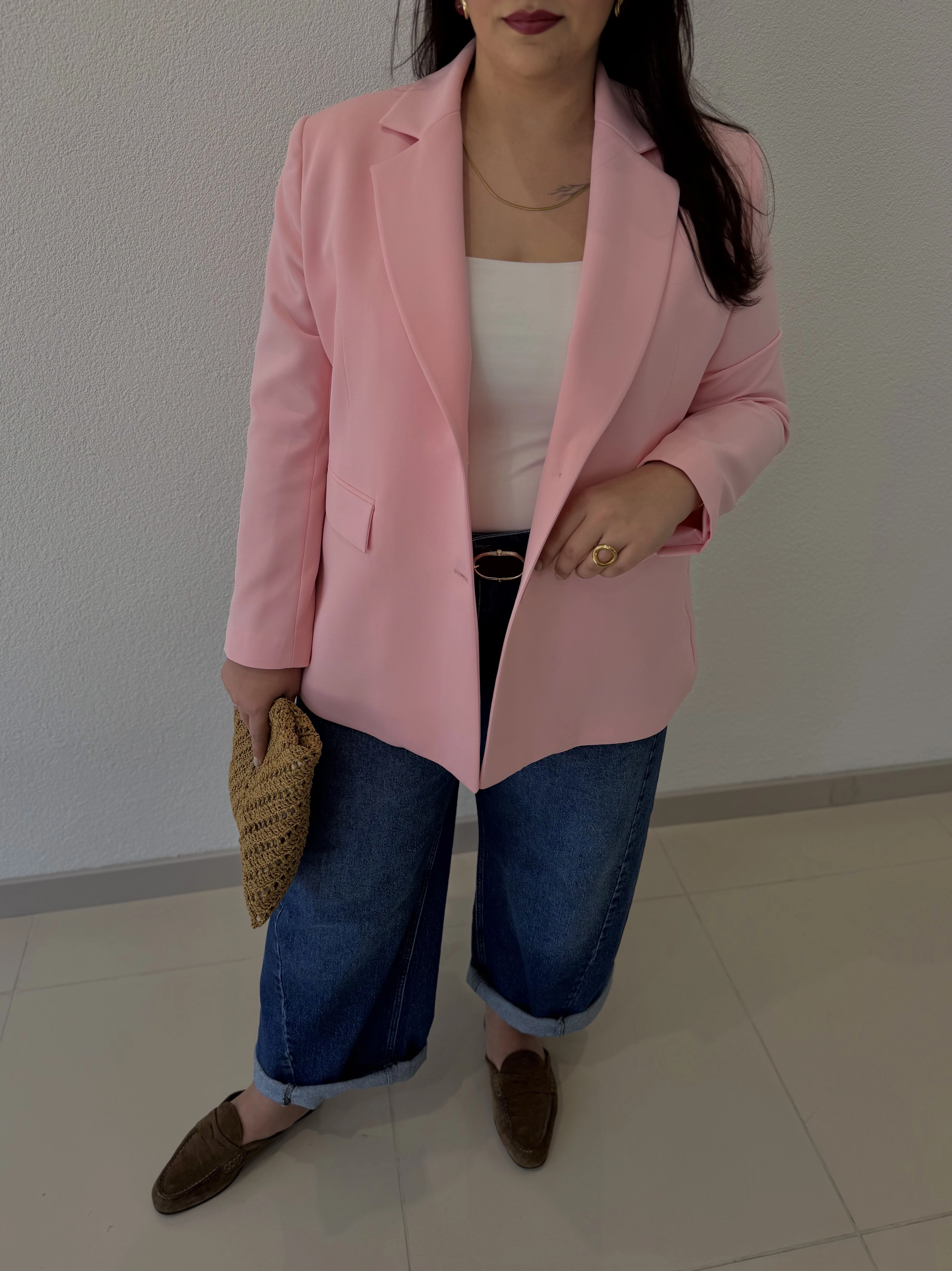 OVERSİZE ASTARLI BLAZER CEKET - PEMBE
