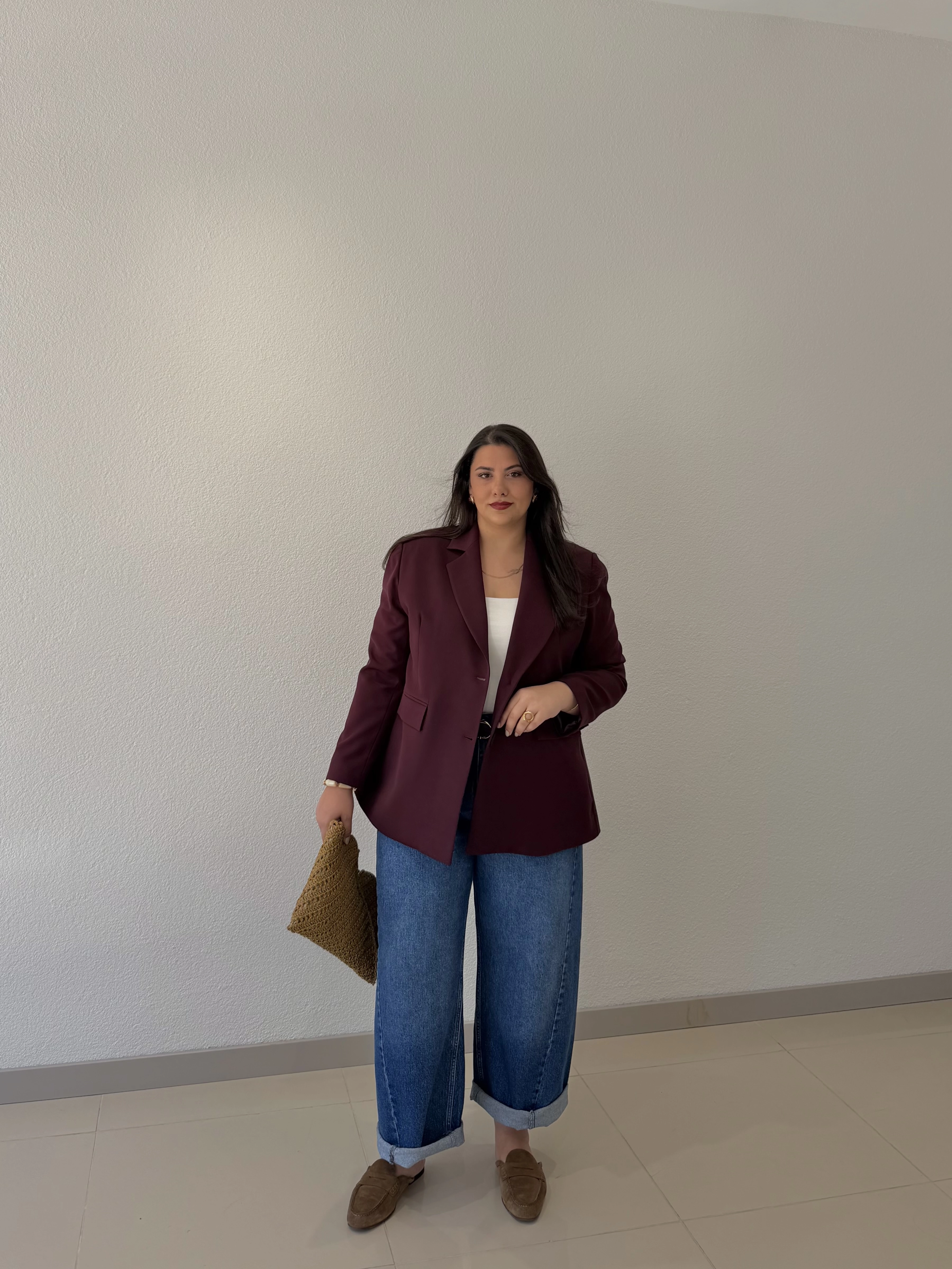 OVERSİZE ASTARLI BLAZER CEKET - MÜRDÜM