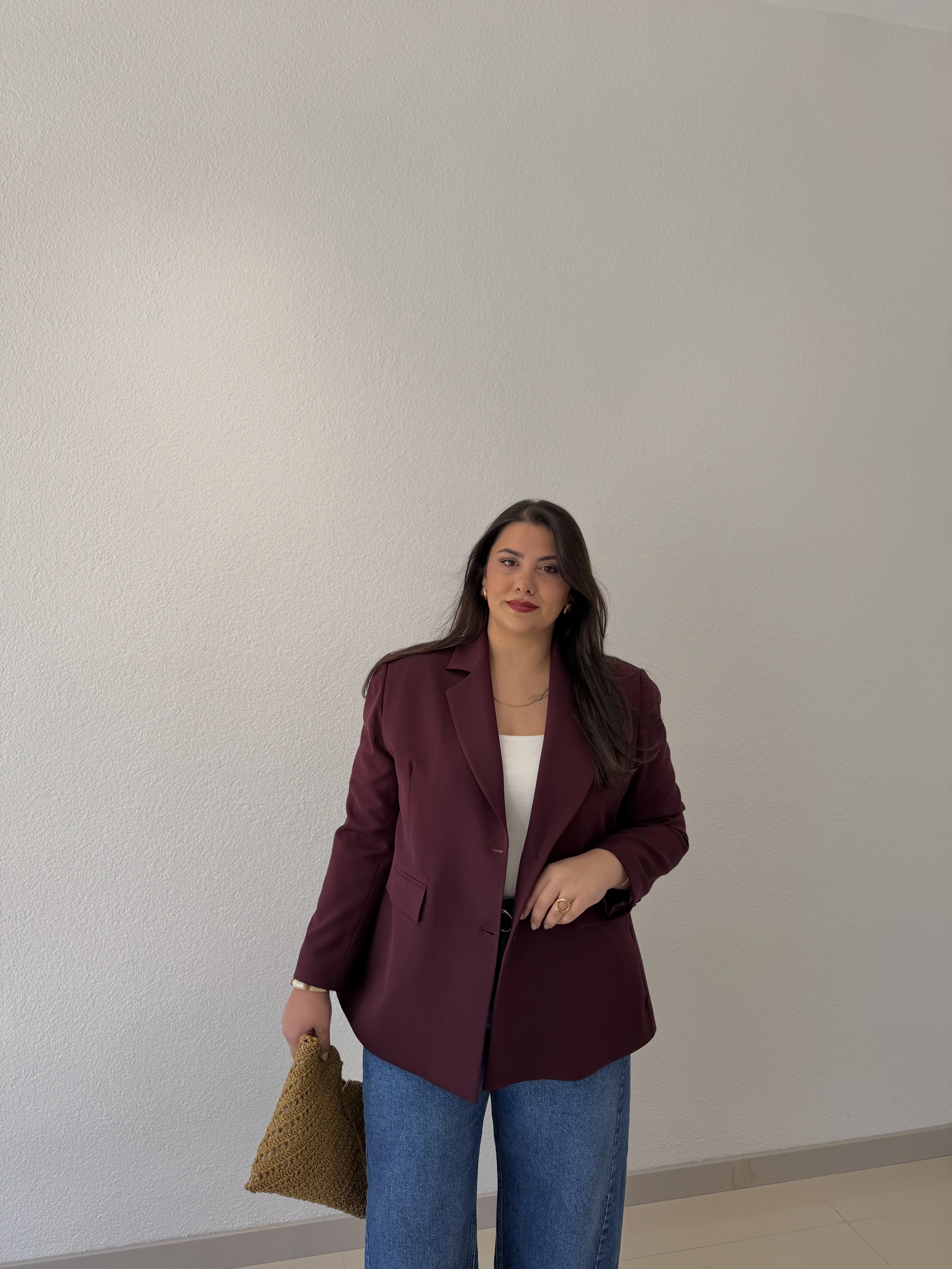 OVERSİZE ASTARLI BLAZER CEKET - MÜRDÜM