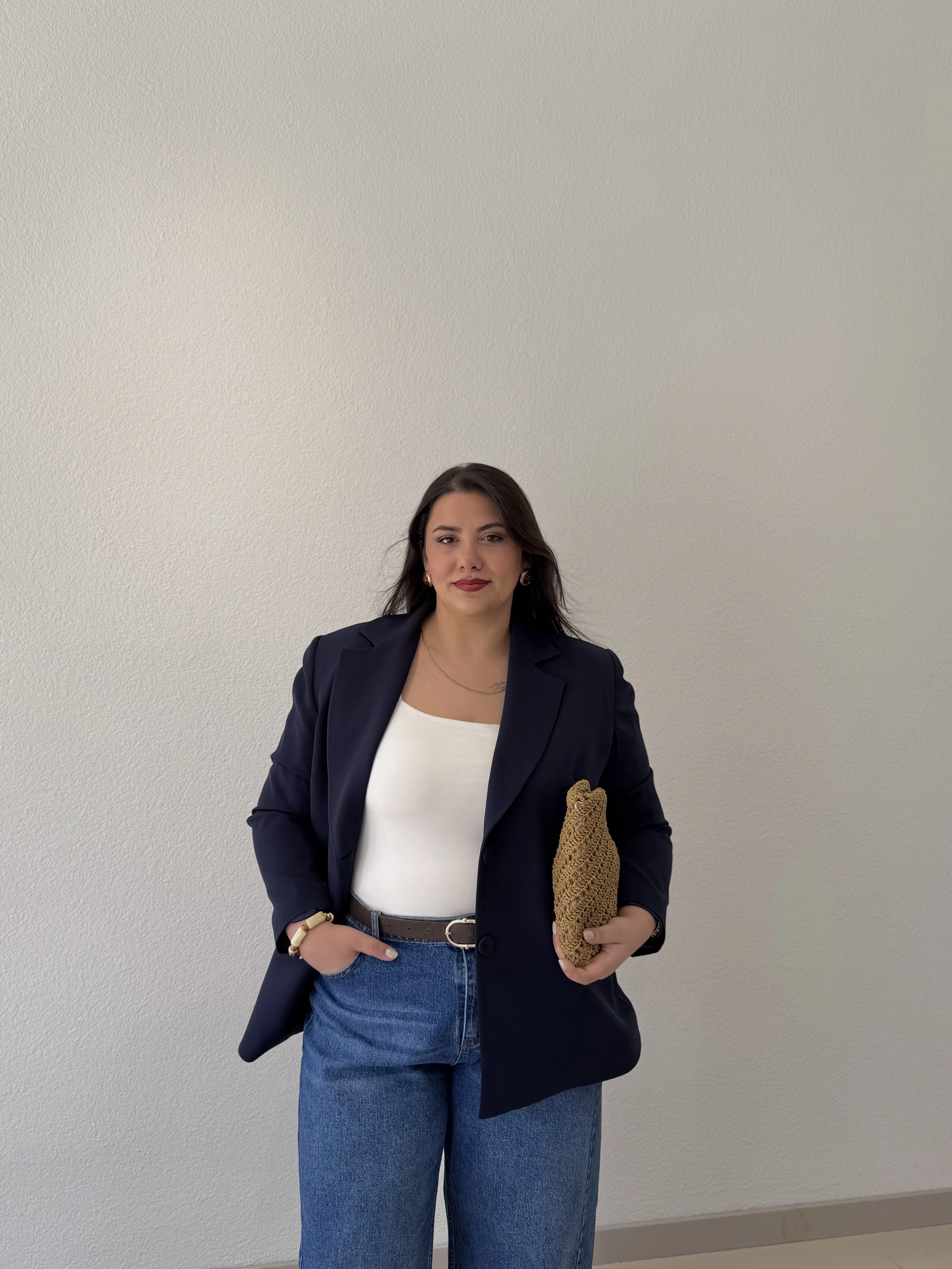 OVERSİZE ASTARLI BLAZER CEKET - LACİVERT
