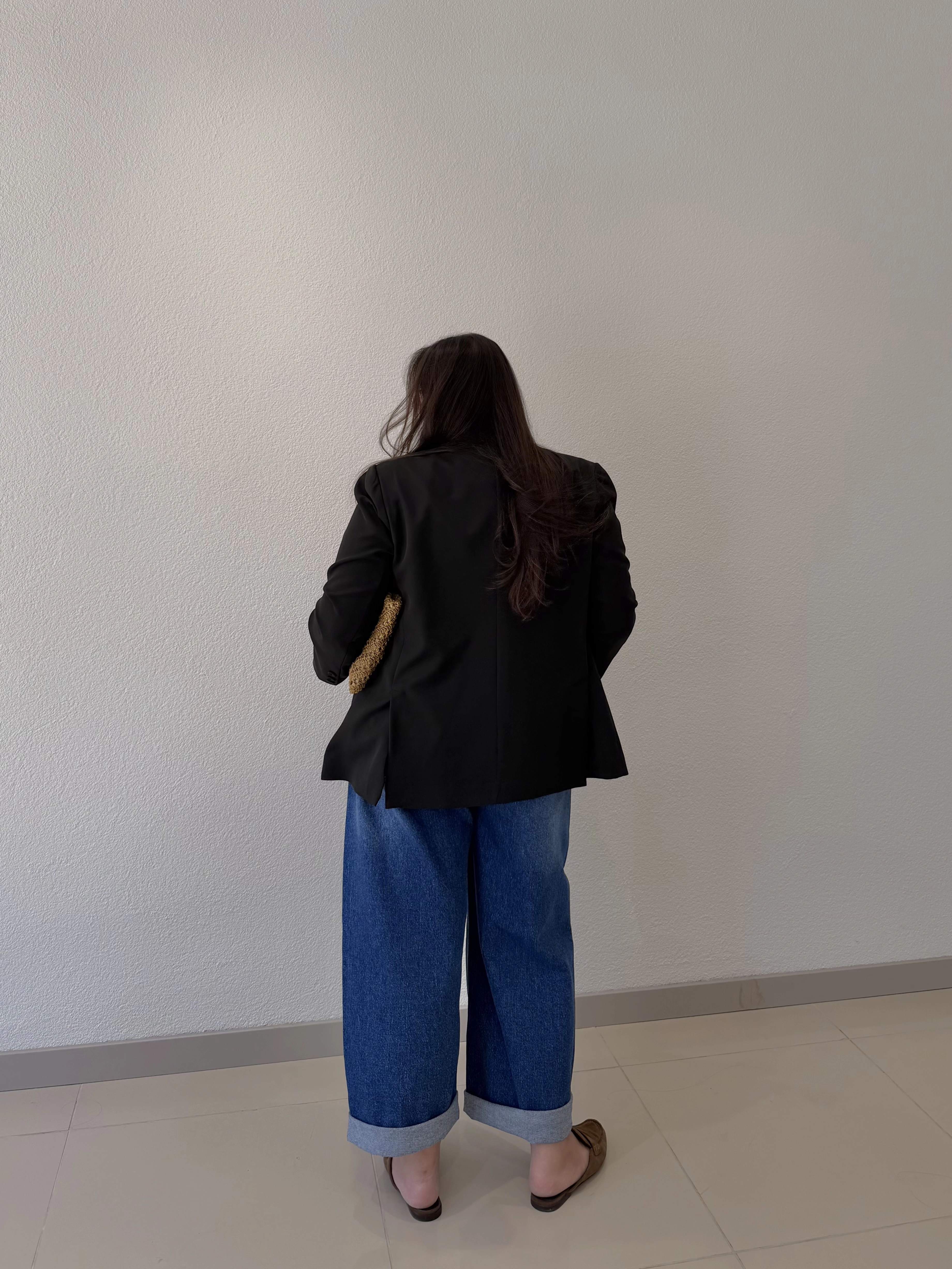 OVERSİZE ASTARLI BLAZER CEKET - SİYAH