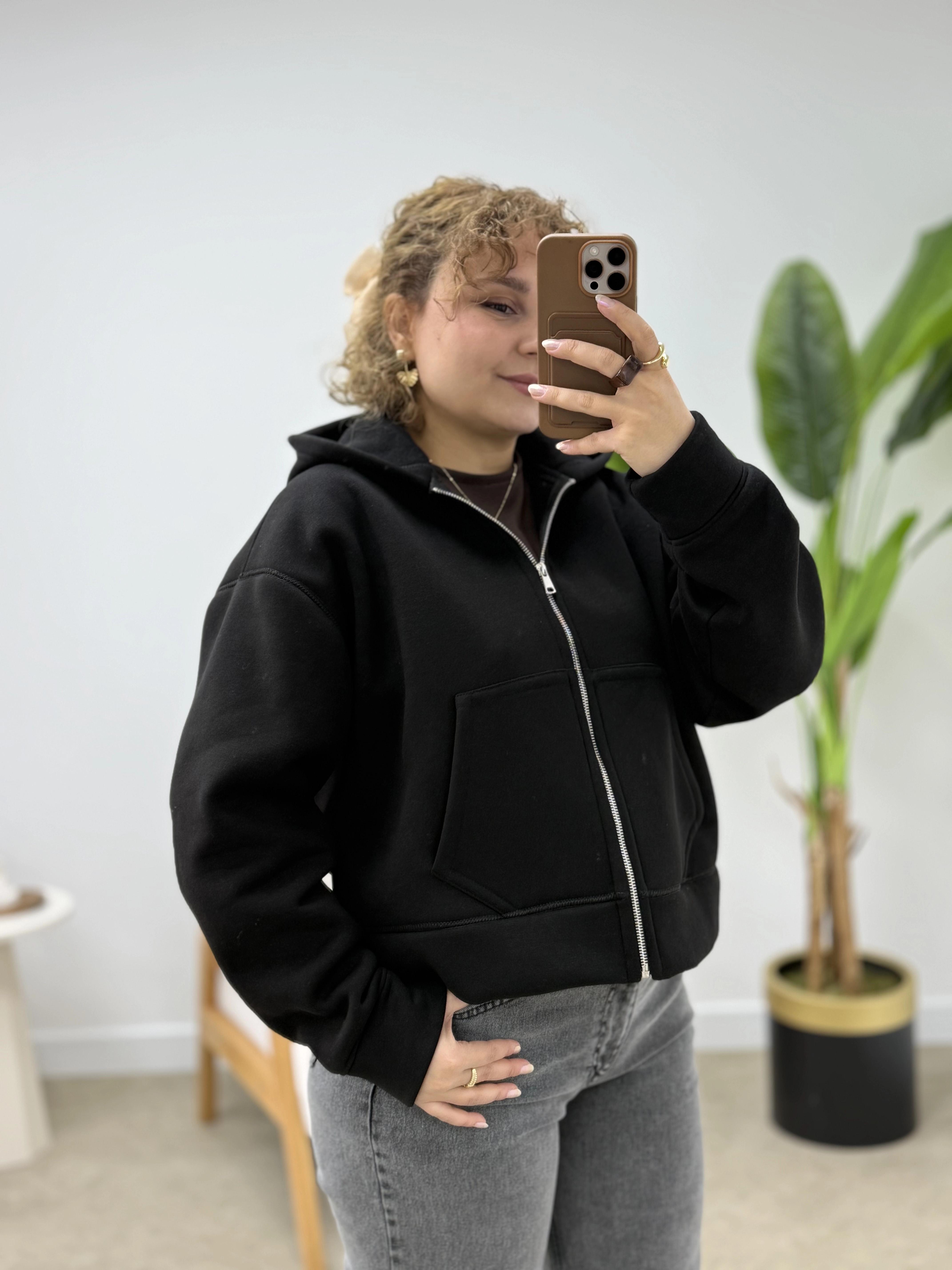 KIŞLIK ŞARDONLU KISA SWEAT HIRKA 