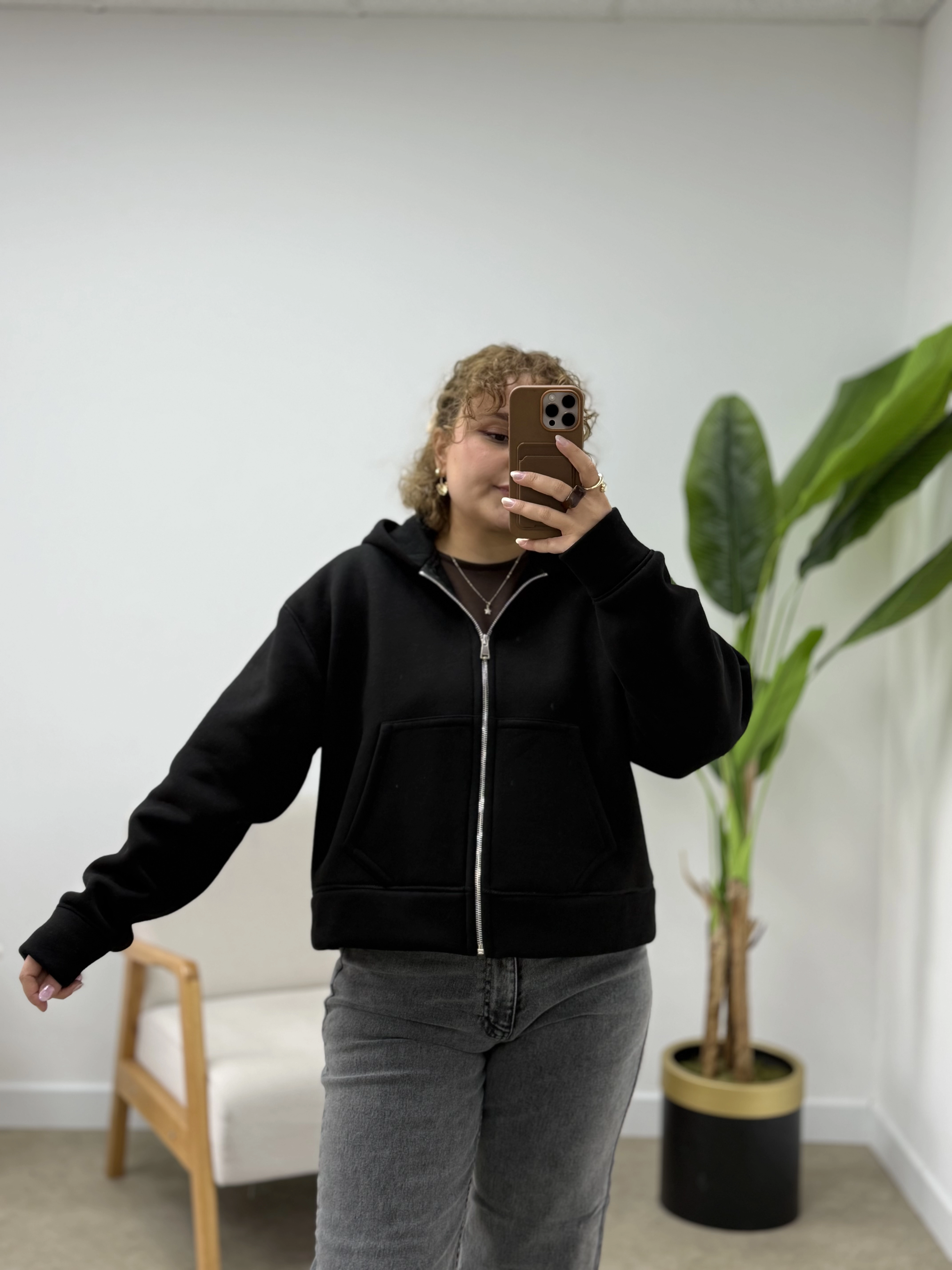 KIŞLIK ŞARDONLU KISA SWEAT HIRKA 