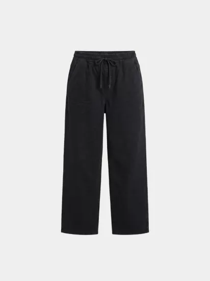 BELİ LASTİKLİ BOL PAÇA KOT PANTOLON - SİYAH 