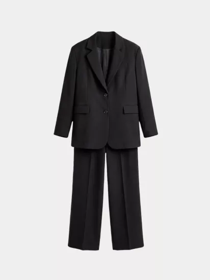 OVERSİZE ASTARLI BLAZER CEKET TAKIM - SİYAH