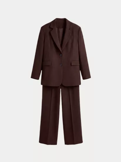 OVERSİZE ASTARLI BLAZER CEKET TAKIM - ACI KAHVE