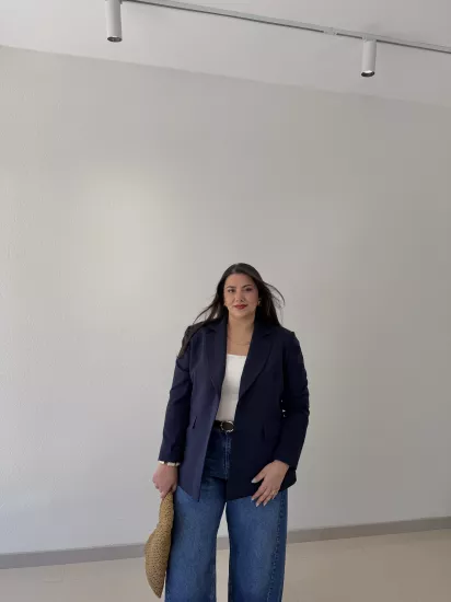 OVERSİZE ASTARLI BLAZER CEKET - LACİVERT