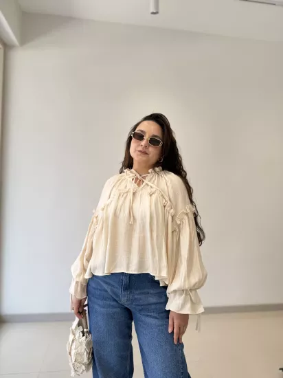 LALİNA GÖMLEK BLUZ - EKRU