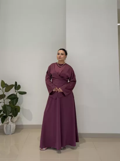 2’li ZARA SATEN ÇAPRAZ BAĞLAMALI ETEKLİ ABİYE TAKIM