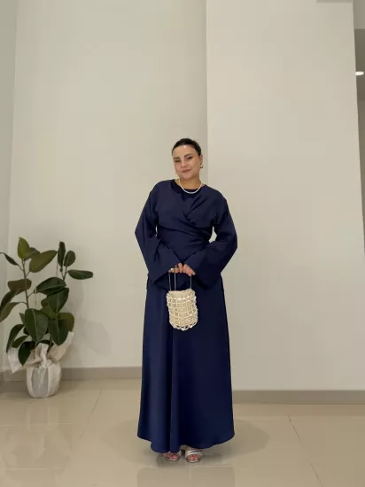 2’li ZARA SATEN ÇAPRAZ BAĞLAMALI ETEKLİ ABİYE TAKIM